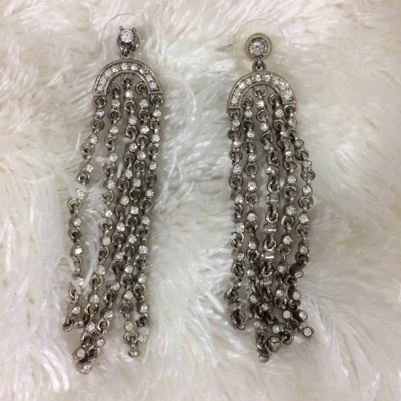 Jewelry - 5-Strand Silver & Rhinestone Drop Post Earrings